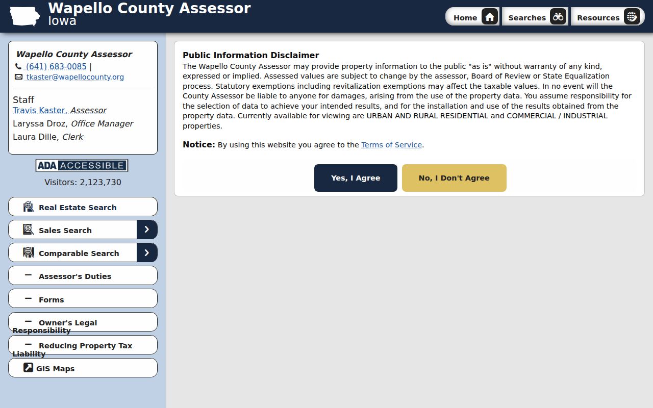 Wapello County Assessor real estate search for Ottumwa parcels